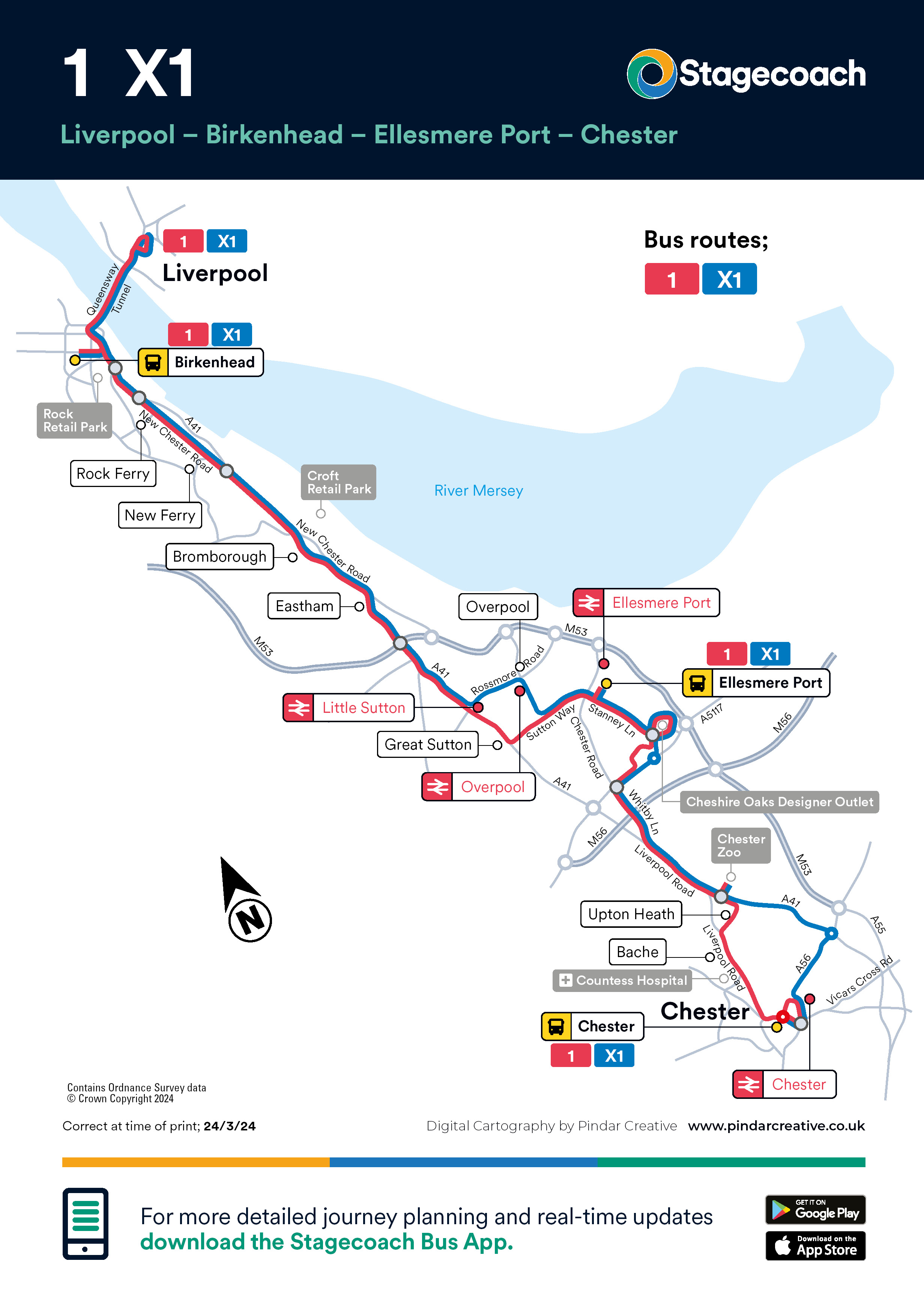 Service 1 Bus Route & Times Liverpool to Chester Stagecoach(07)